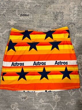 Loudmouth Astros Star Stripe Mini Skirt - Orange, Yellow & Navy